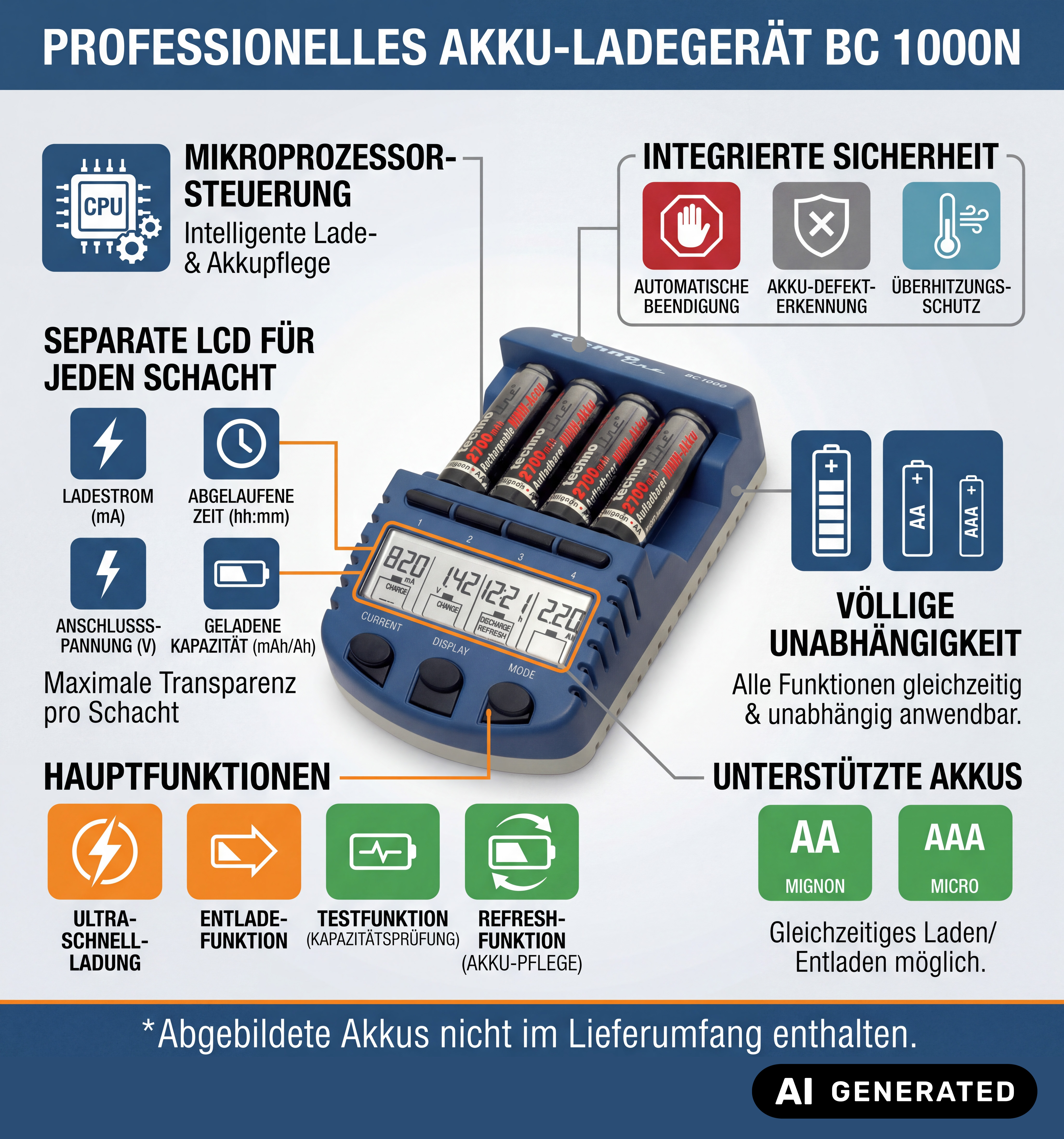 BC1000 technoline Ladegerät