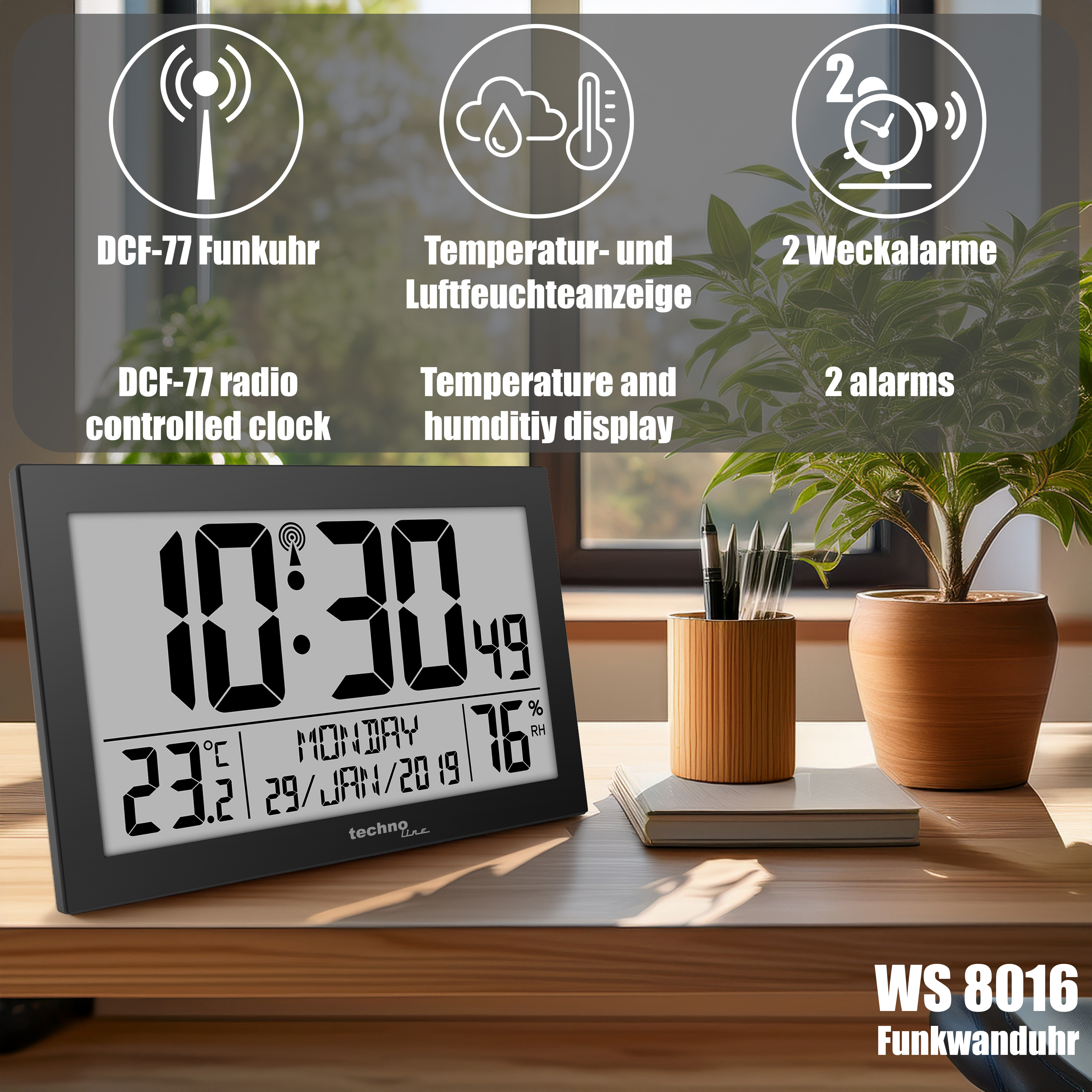 WS8016 technoline Funk-Wanduhr